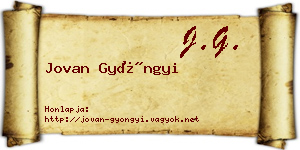 Jovan Gyöngyi névjegykártya